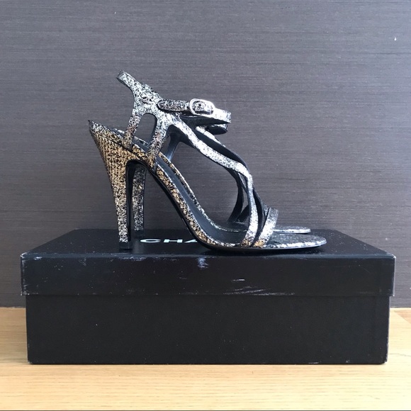 Chanel Metallic Python Stiletto Sandals - Picture 10 of 11